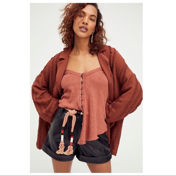 FREE PEOPLE BOHO FLOWY TOP BUTTON DOWN TANK SLEEVELESS BOHEMIAN KNIT TOP A3C - Picture 14 of 16